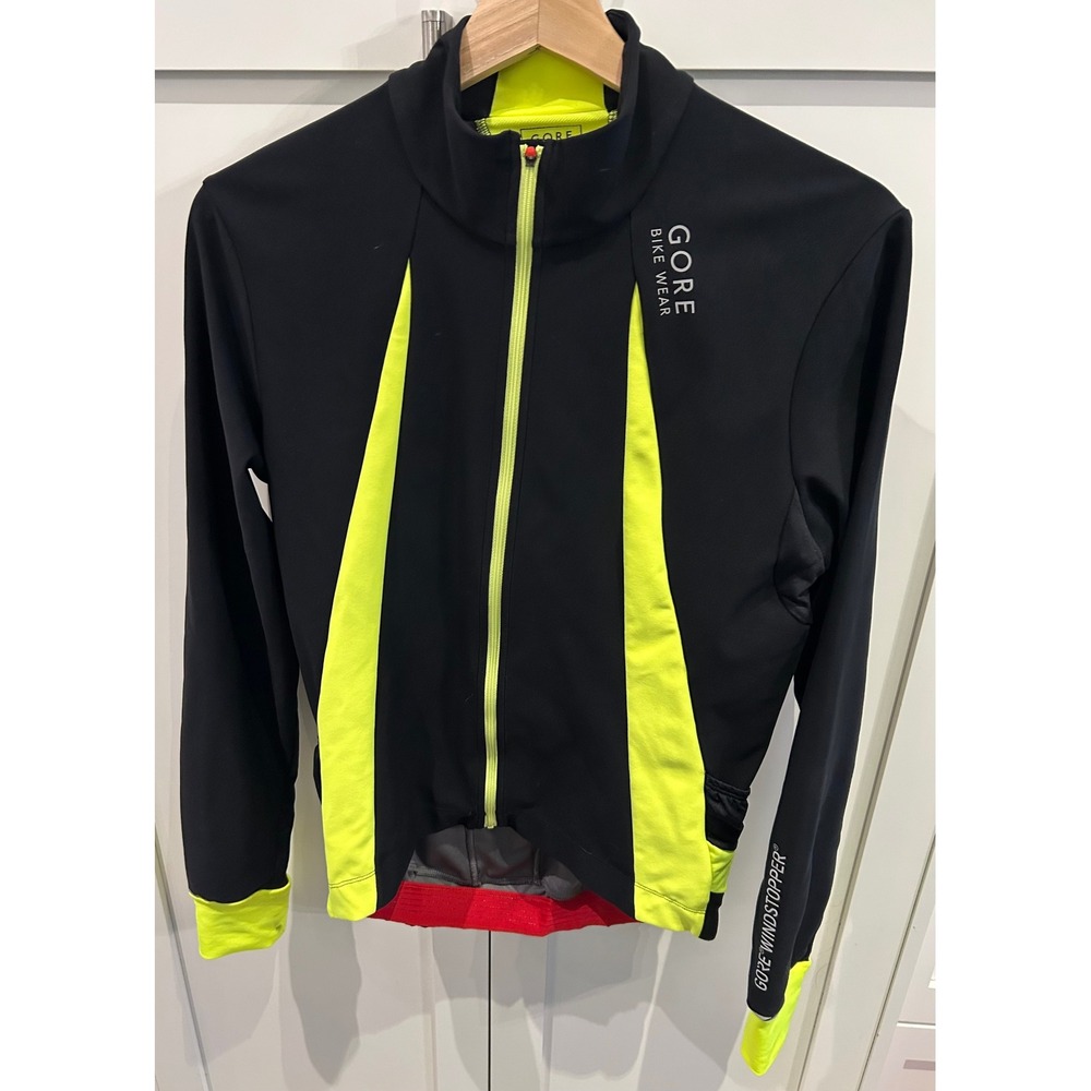 GORE BIKE WEAR Windstopper Cycling Jacket Men's‎ Medium Black Neon Yellow